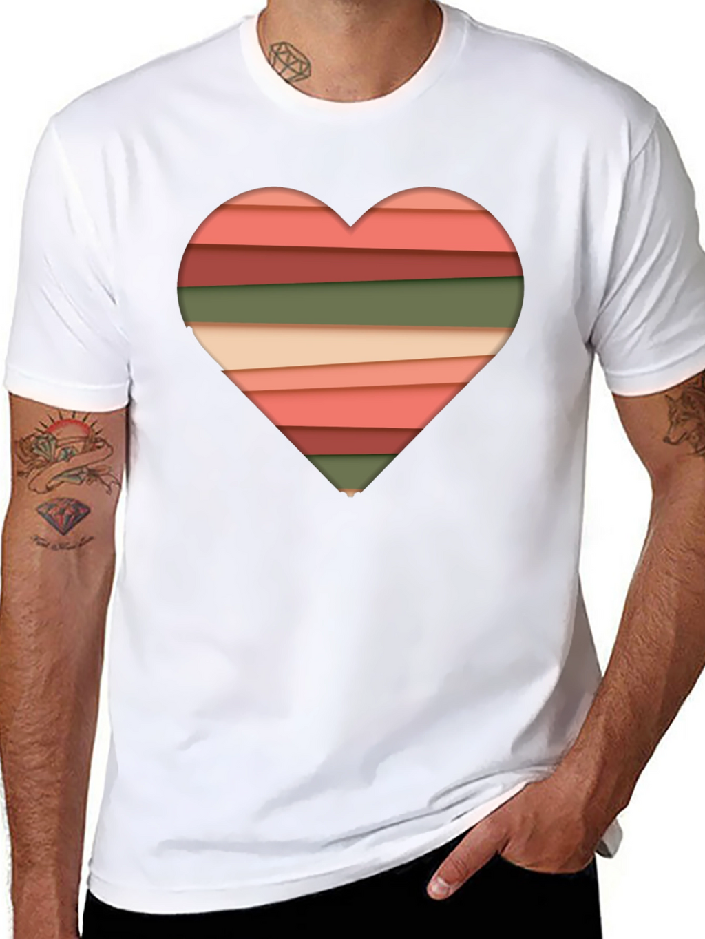 Striped Heart Graphic Tee - Modern Stylish Casual Shirt