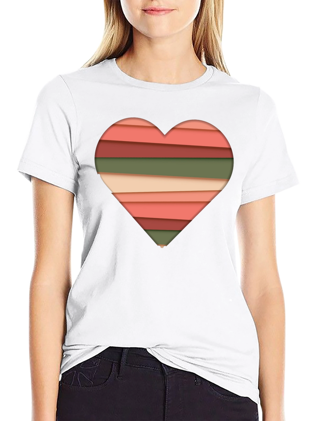 Striped Heart Graphic Tee - Modern Stylish Casual Shirt