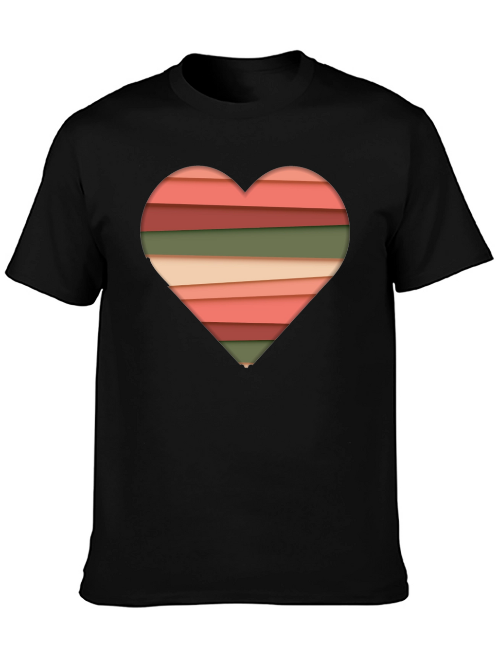 Striped Heart Graphic Tee - Modern Stylish Casual Shirt