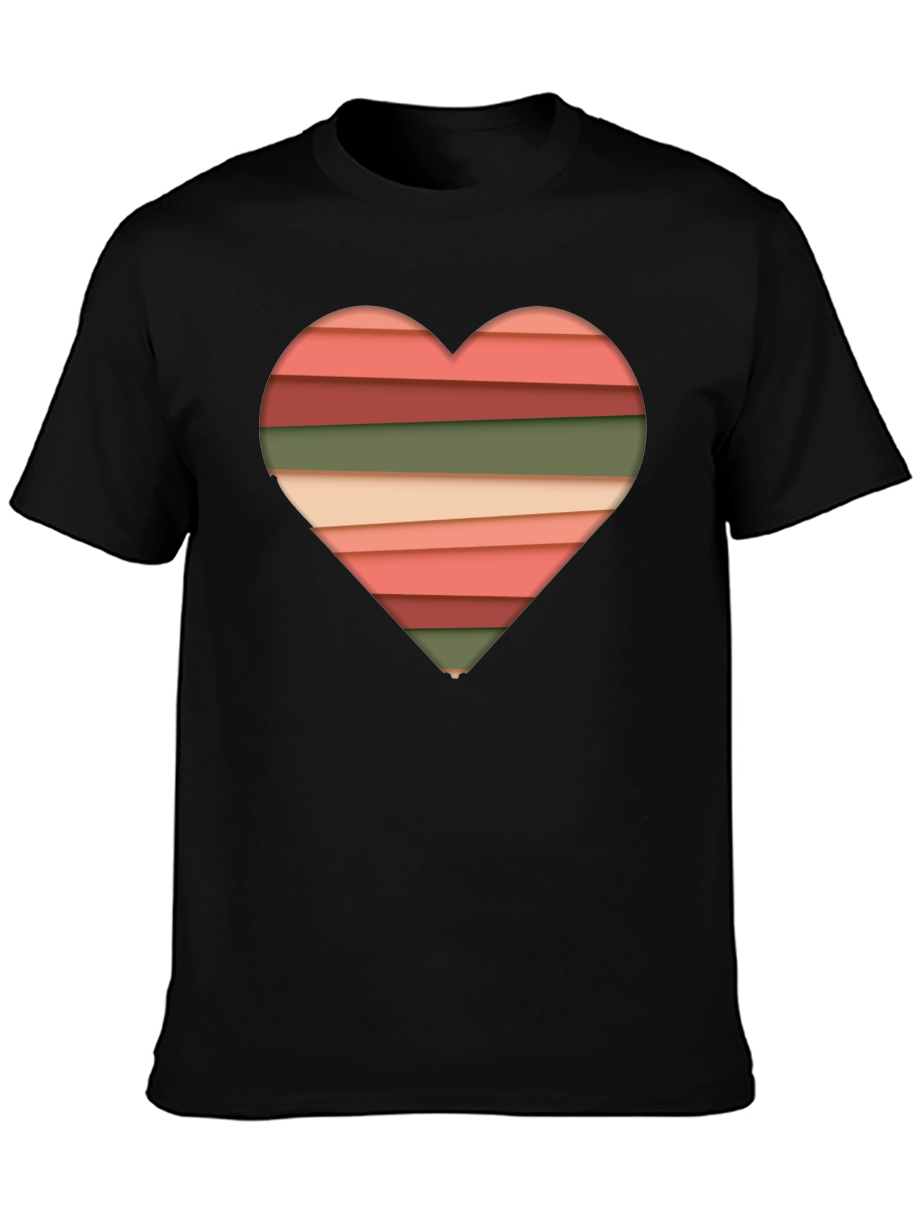 Striped Heart Graphic Tee - Modern Stylish Casual Shirt
