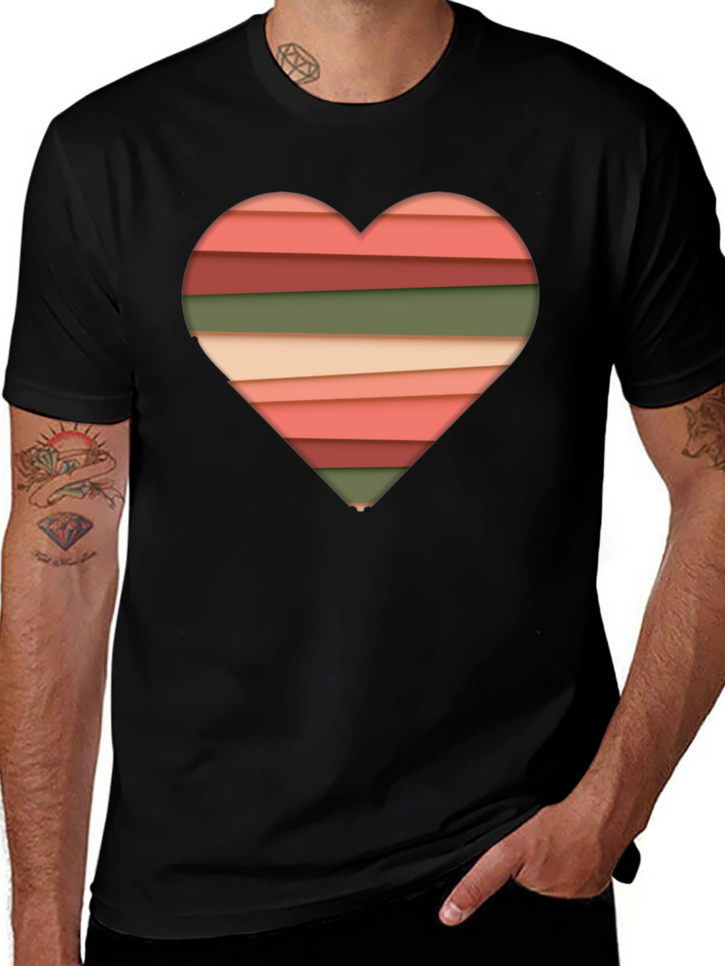 Striped Heart Graphic Tee - Modern Stylish Casual Shirt