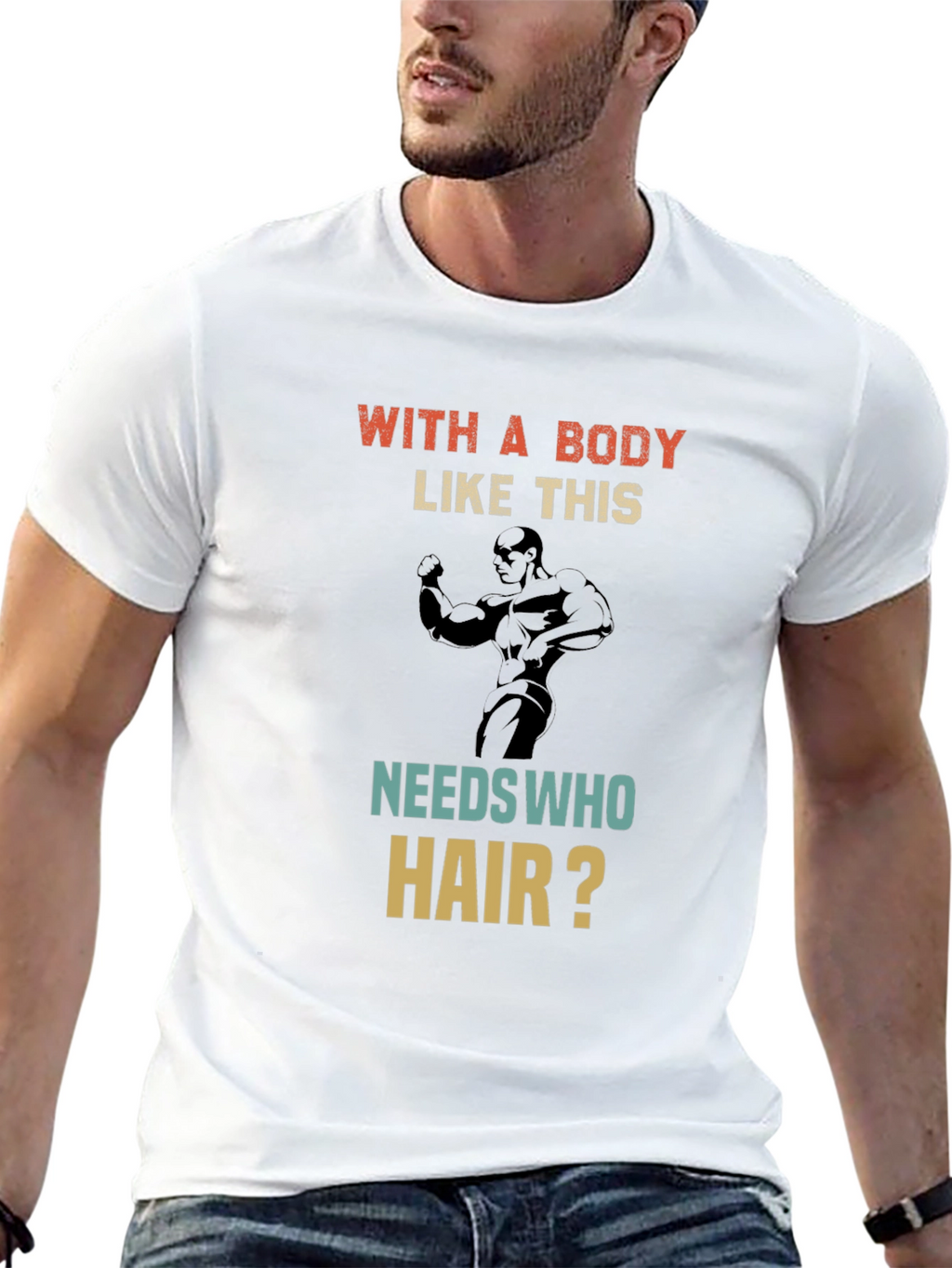 Bodybuilding Graphic Tee - Bald Joke T-Shirt
