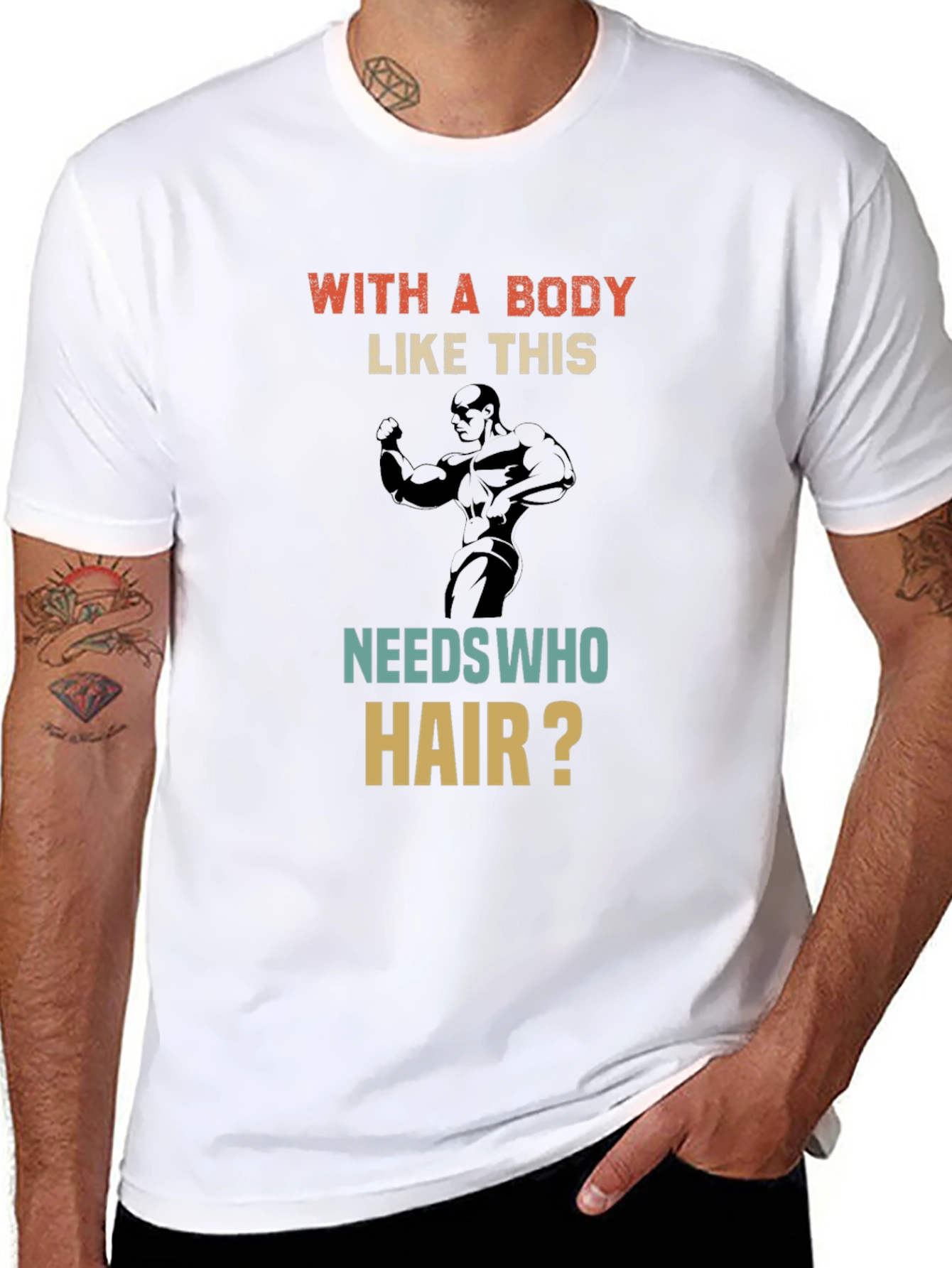 Bodybuilding Graphic Tee - Bald Joke T-Shirt