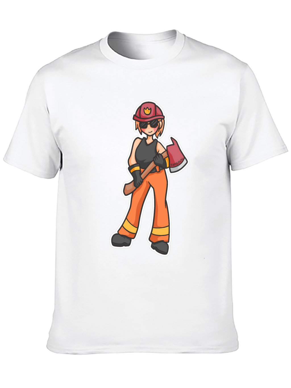 Cartoon Firefighter T-Shirt - Black