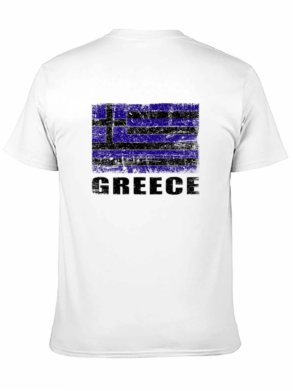 Greece Flag Graphic Print Black T-Shirt