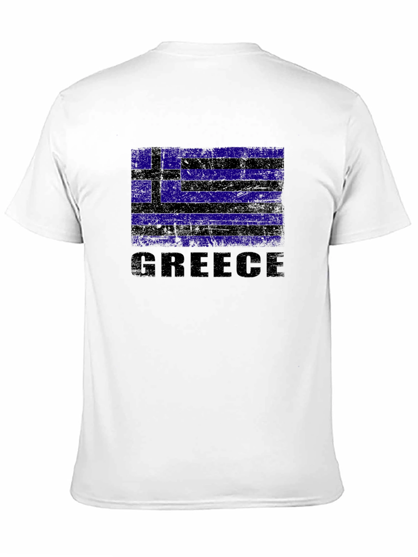 Greece Flag Graphic Print Black T-Shirt