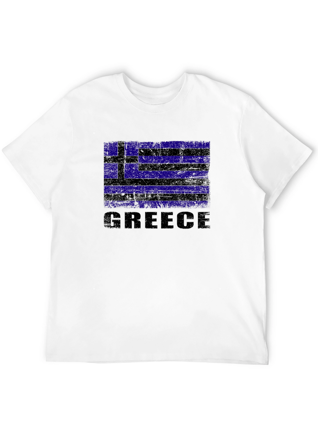 Greece Flag Graphic Print Black T-Shirt