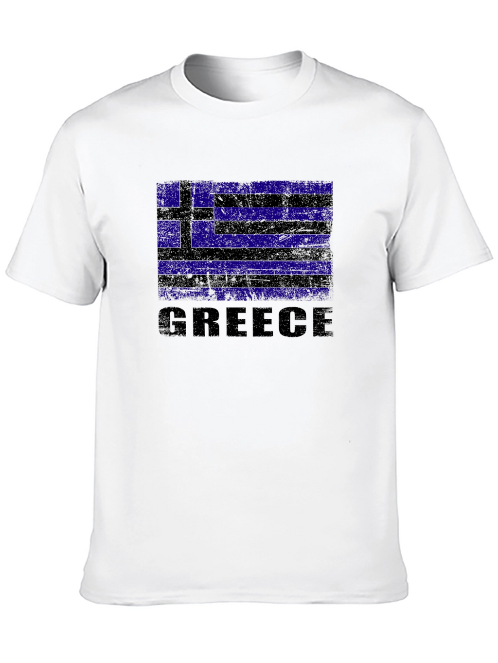 Greece Flag Graphic Print Black T-Shirt