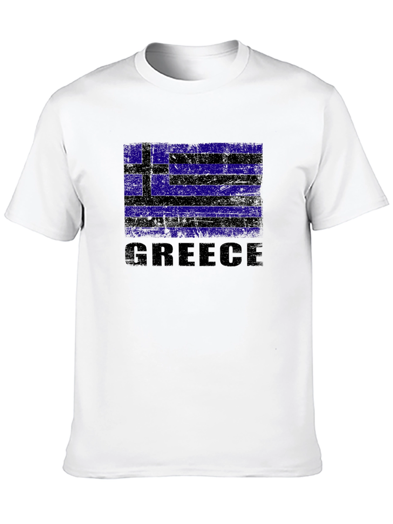 Greece Flag Graphic Print Black T-Shirt