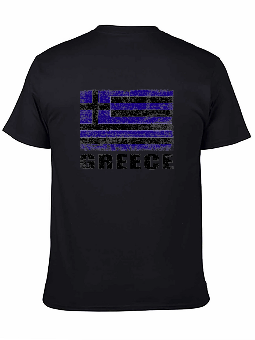 Greece Flag Graphic Print Black T-Shirt