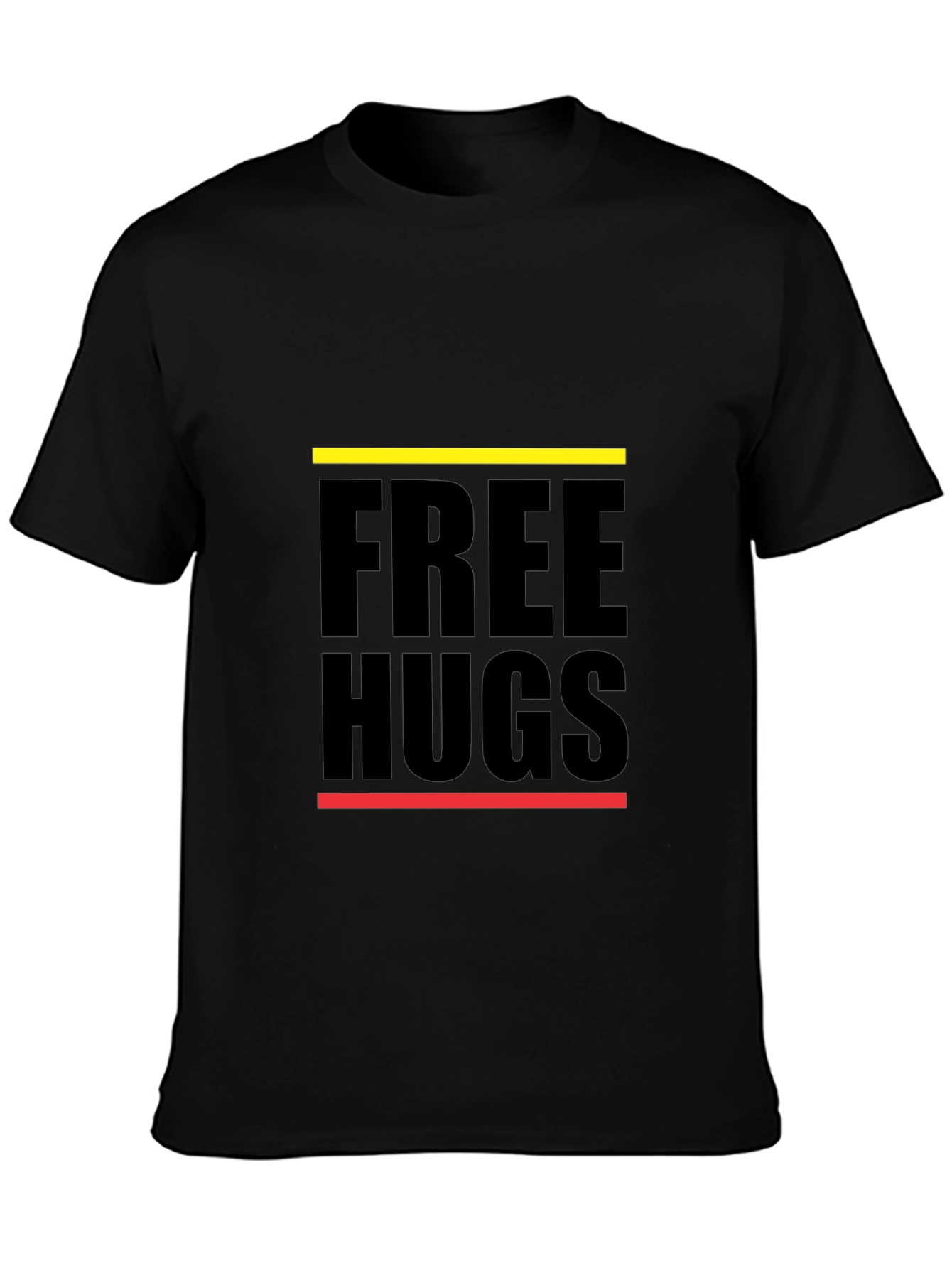 Free Hugs Graphic Tee - Black Cotton Comfort Fit Shirt