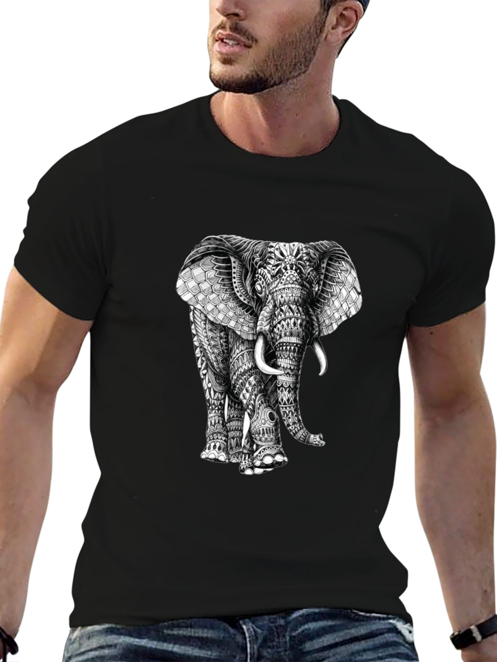 Elephant Graphic Print T-Shirt - Stylish Mens Tee