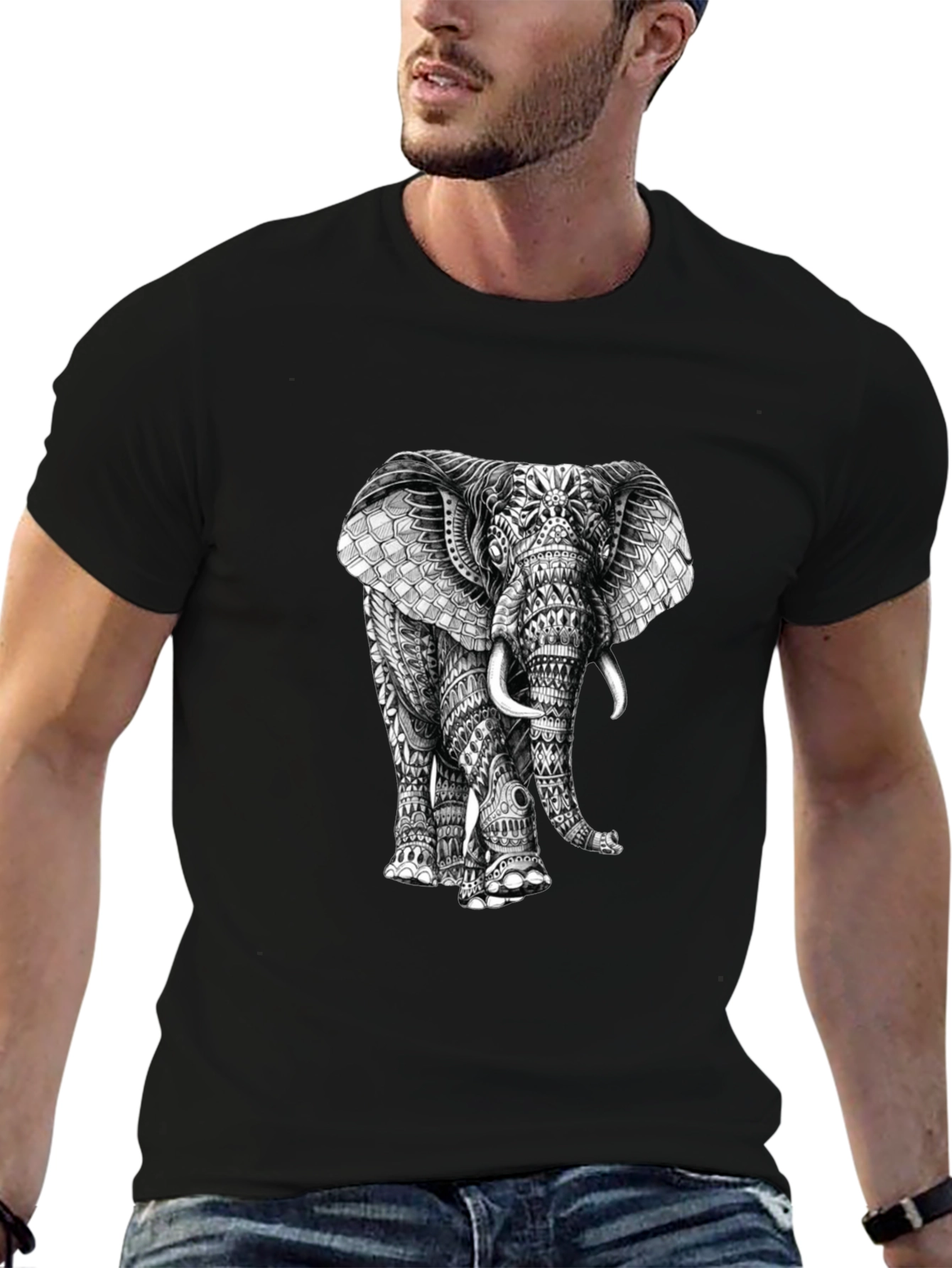 Elephant Graphic Print T-Shirt - Stylish Mens Tee