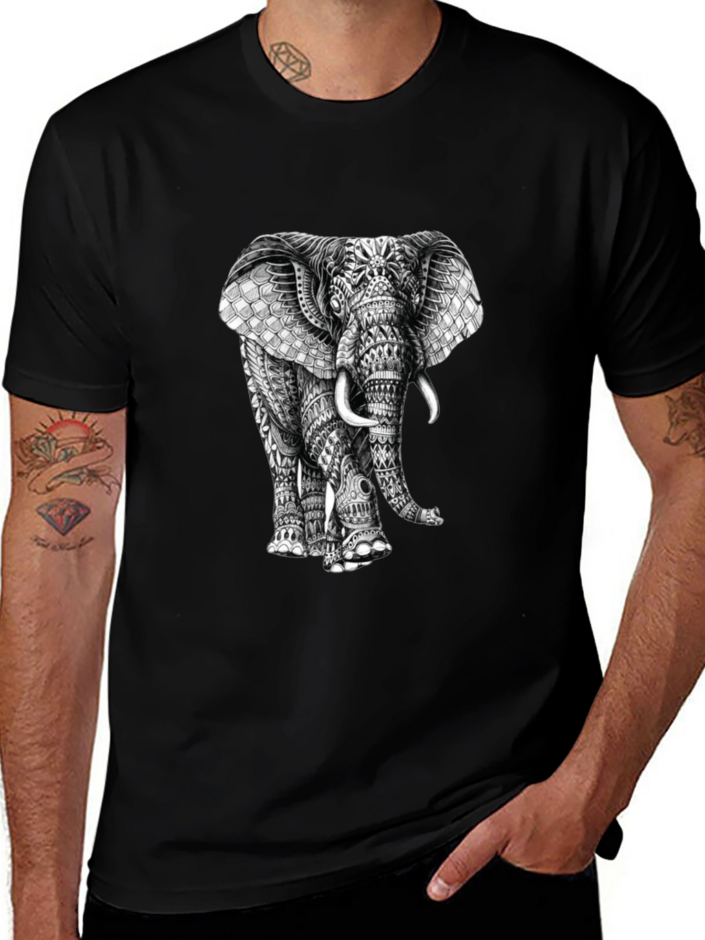 Elephant Graphic Print T-Shirt - Stylish Mens Tee