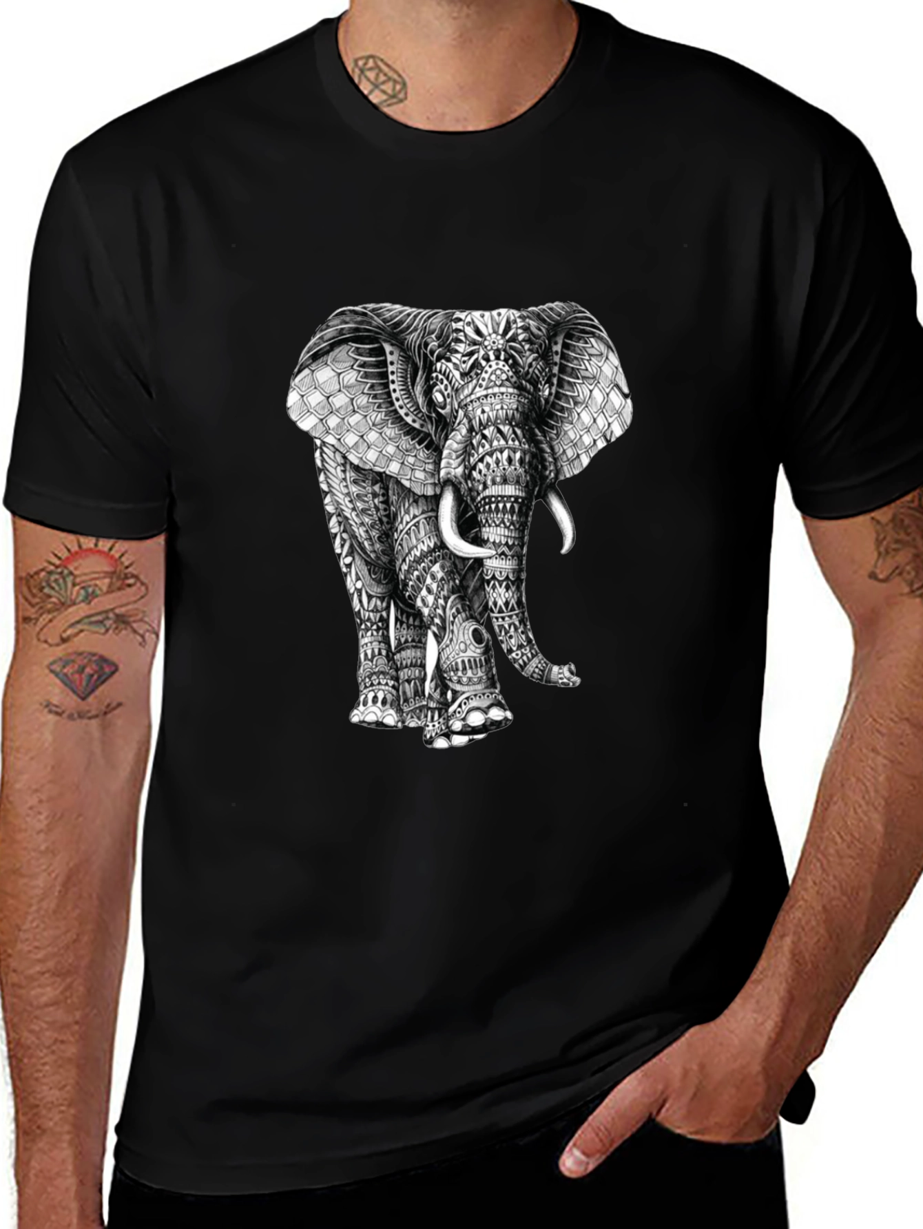 Elephant Graphic Print T-Shirt - Stylish Mens Tee