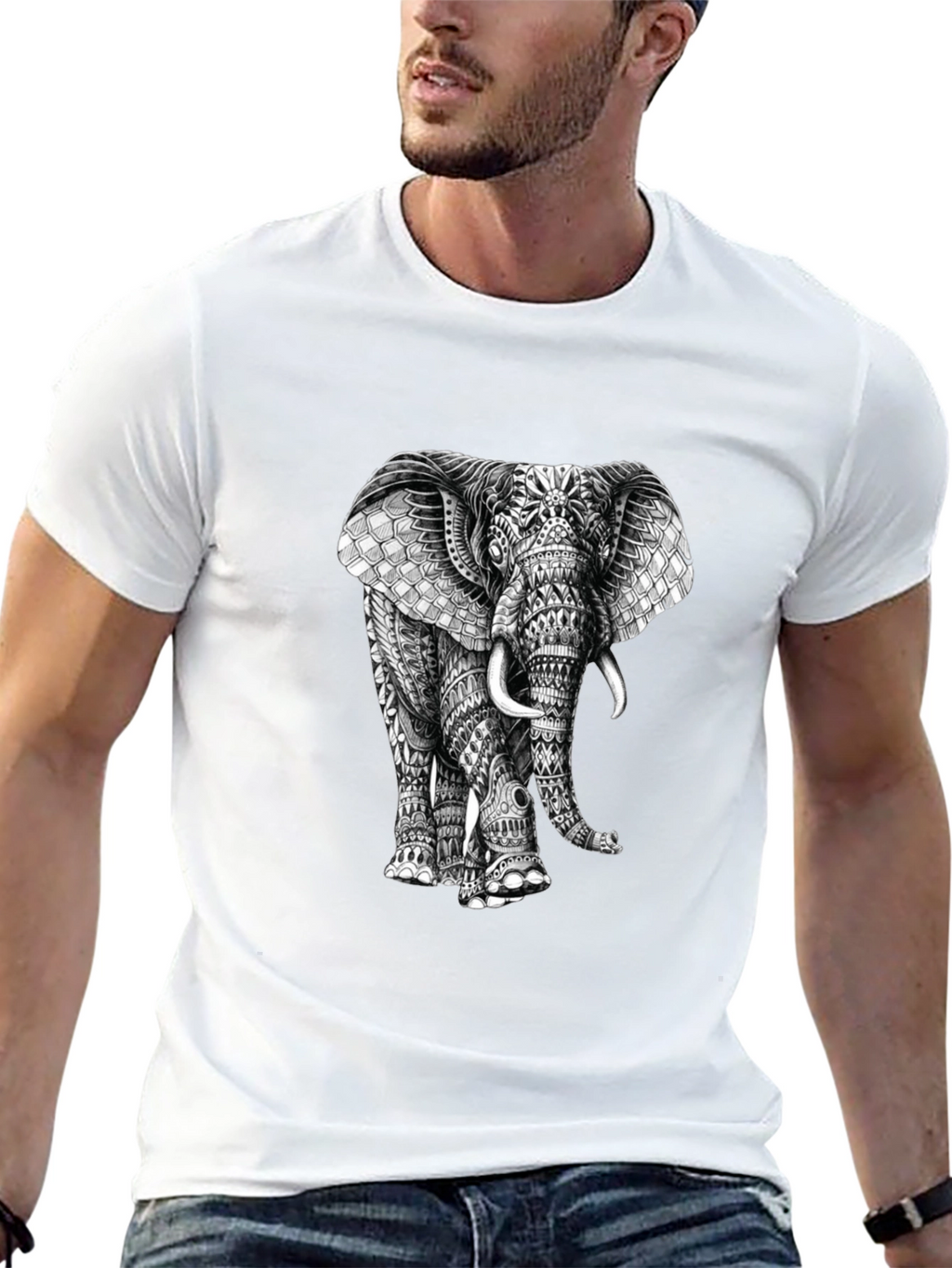 Elephant Graphic Print T-Shirt - Stylish Mens Tee