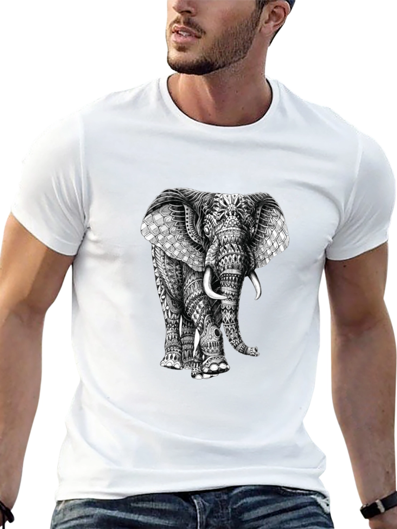 Elephant Graphic Print T-Shirt - Stylish Mens Tee