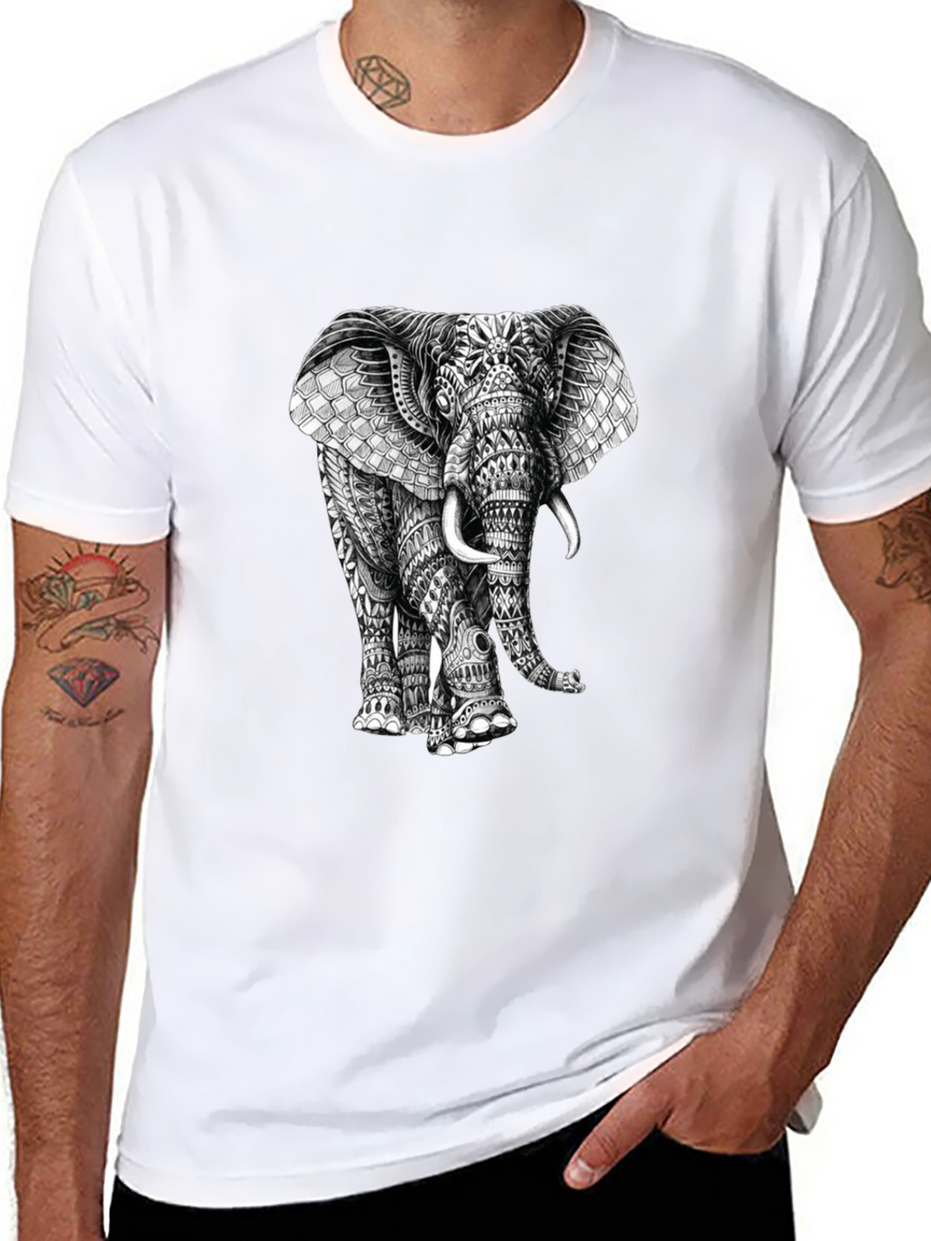 Elephant Graphic Print T-Shirt - Stylish Mens Tee