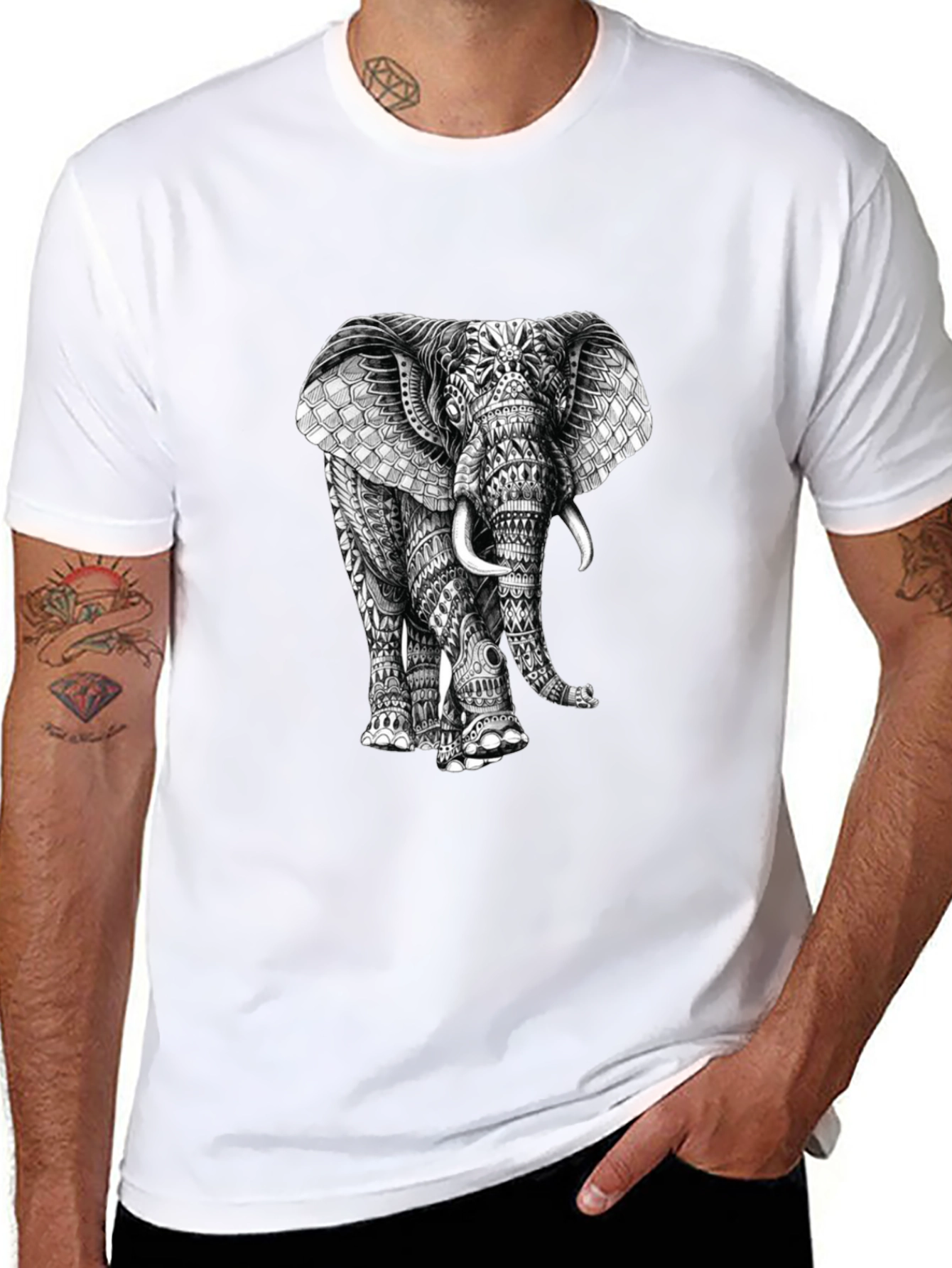 Elephant Graphic Print T-Shirt - Stylish Mens Tee