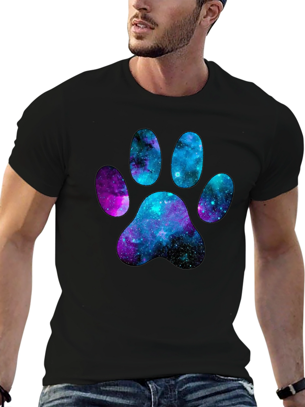 Galaxy Paw Print T-Shirt - Unique Design
