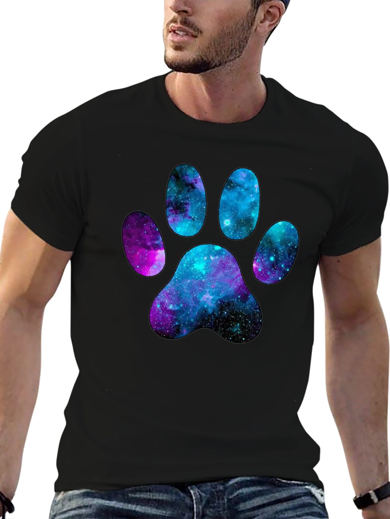 Galaxy Paw Print T-Shirt - Unique Design