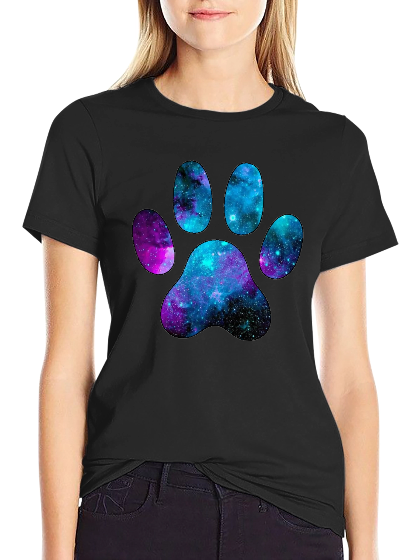 Galaxy Paw Print T-Shirt - Unique Design