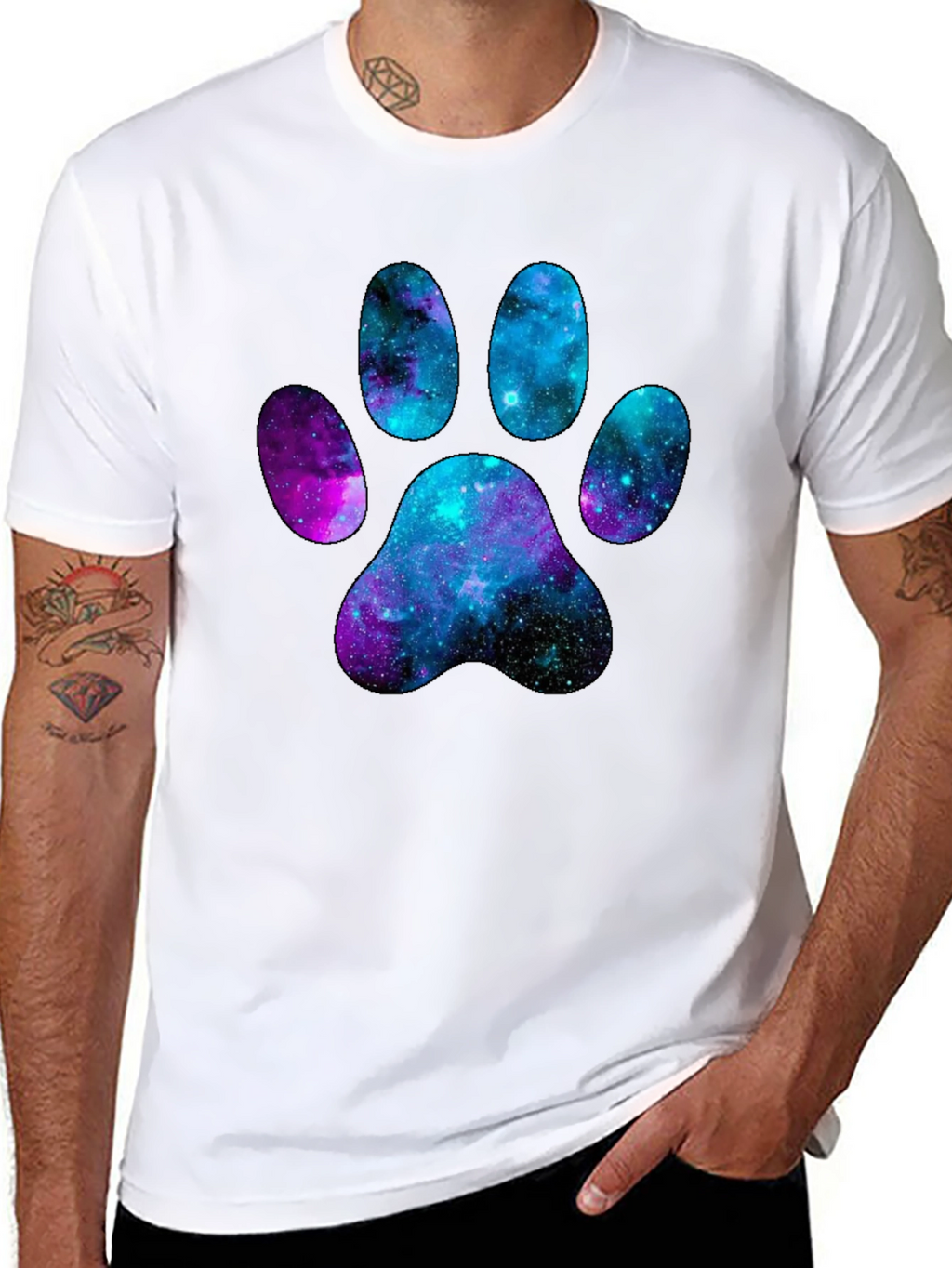 Galaxy Paw Print T-Shirt - Unique Design