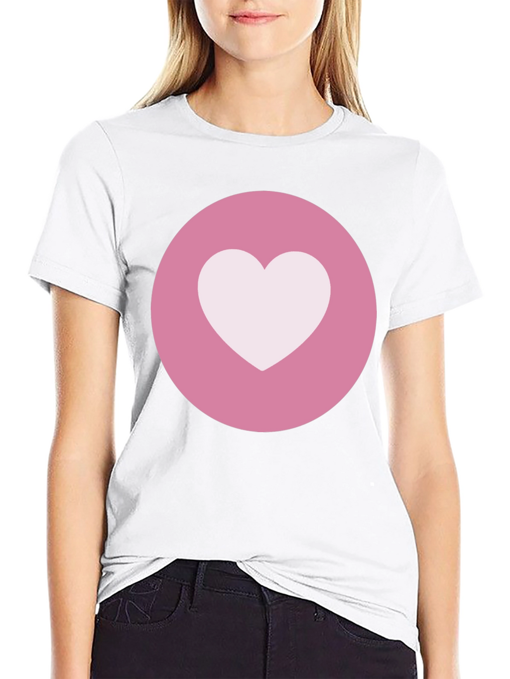 Heart Circle Graphic Tee - Black Casual Comfort