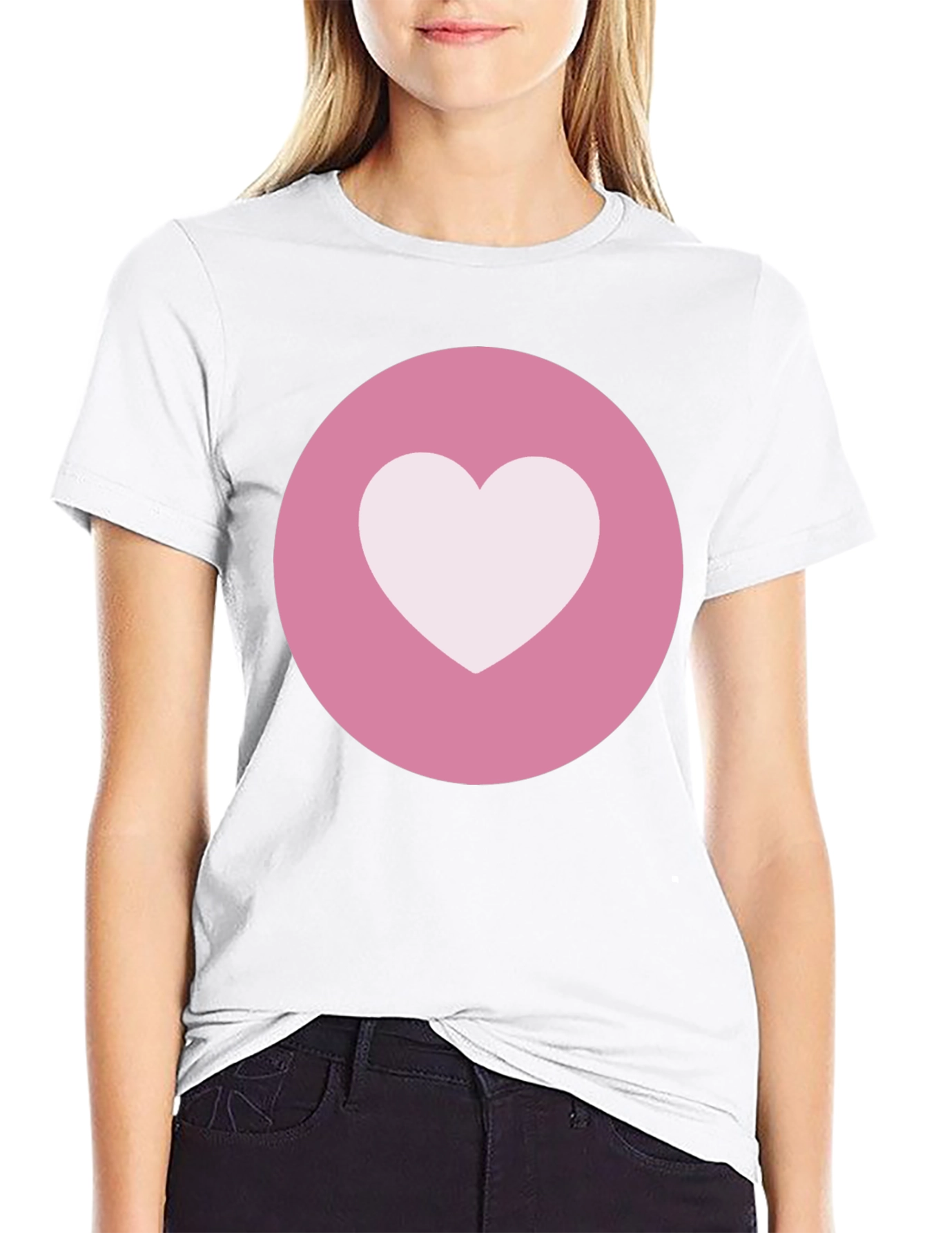 Heart Circle Graphic Tee - Black Casual Comfort