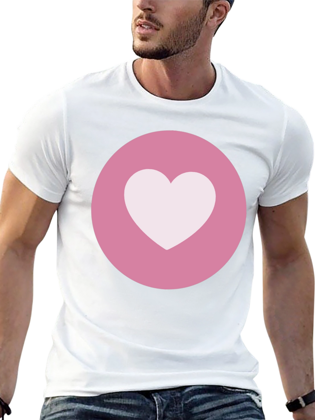 Heart Circle Graphic Tee - Black Casual Comfort