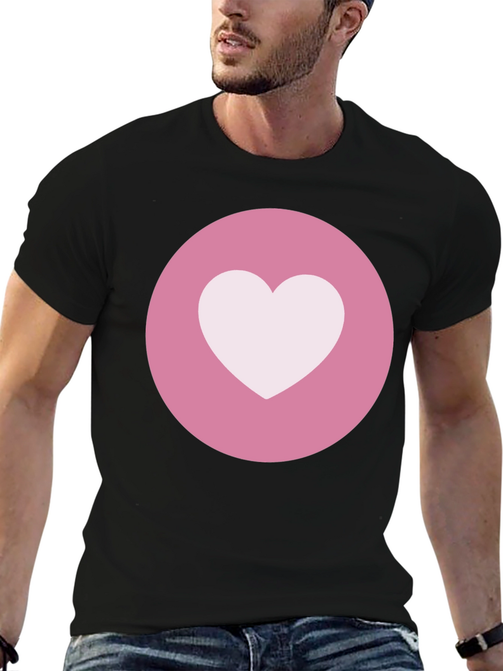 Heart Circle Graphic Tee - Black Casual Comfort