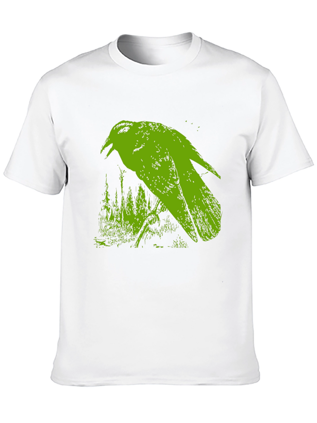 Green Crow Graphic Black T-Shirt