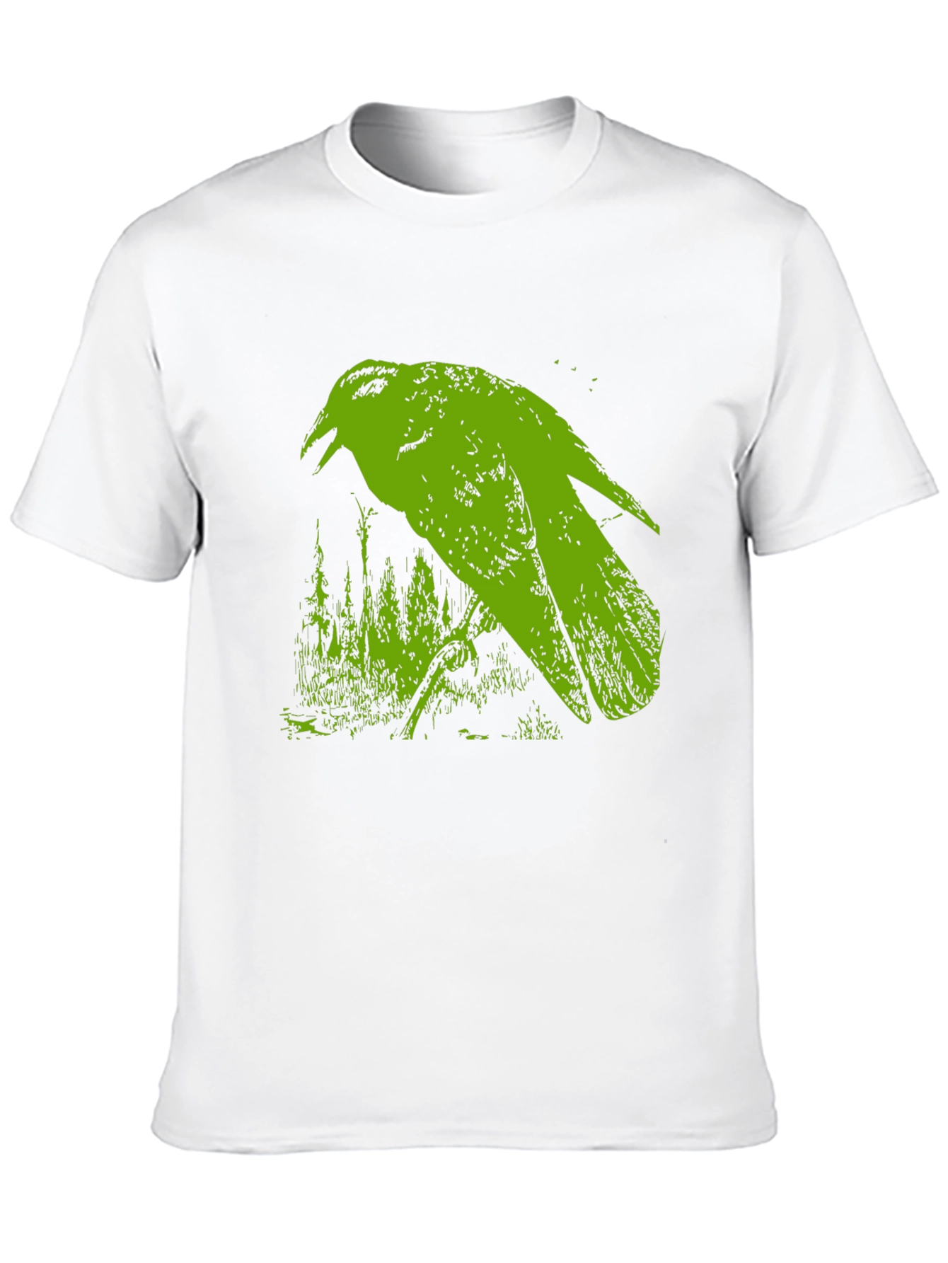 Green Crow Graphic Black T-Shirt