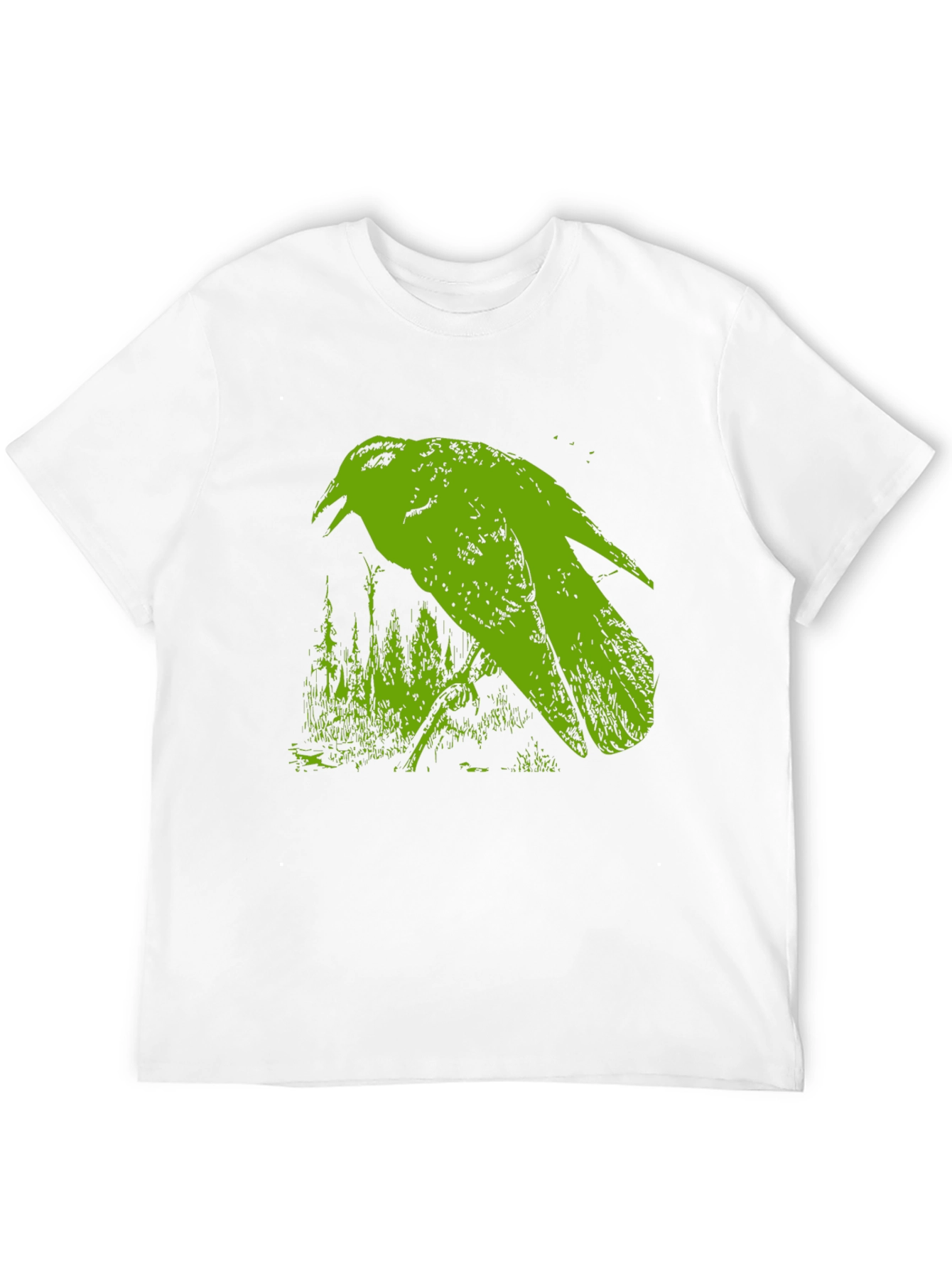 Green Crow Graphic Black T-Shirt