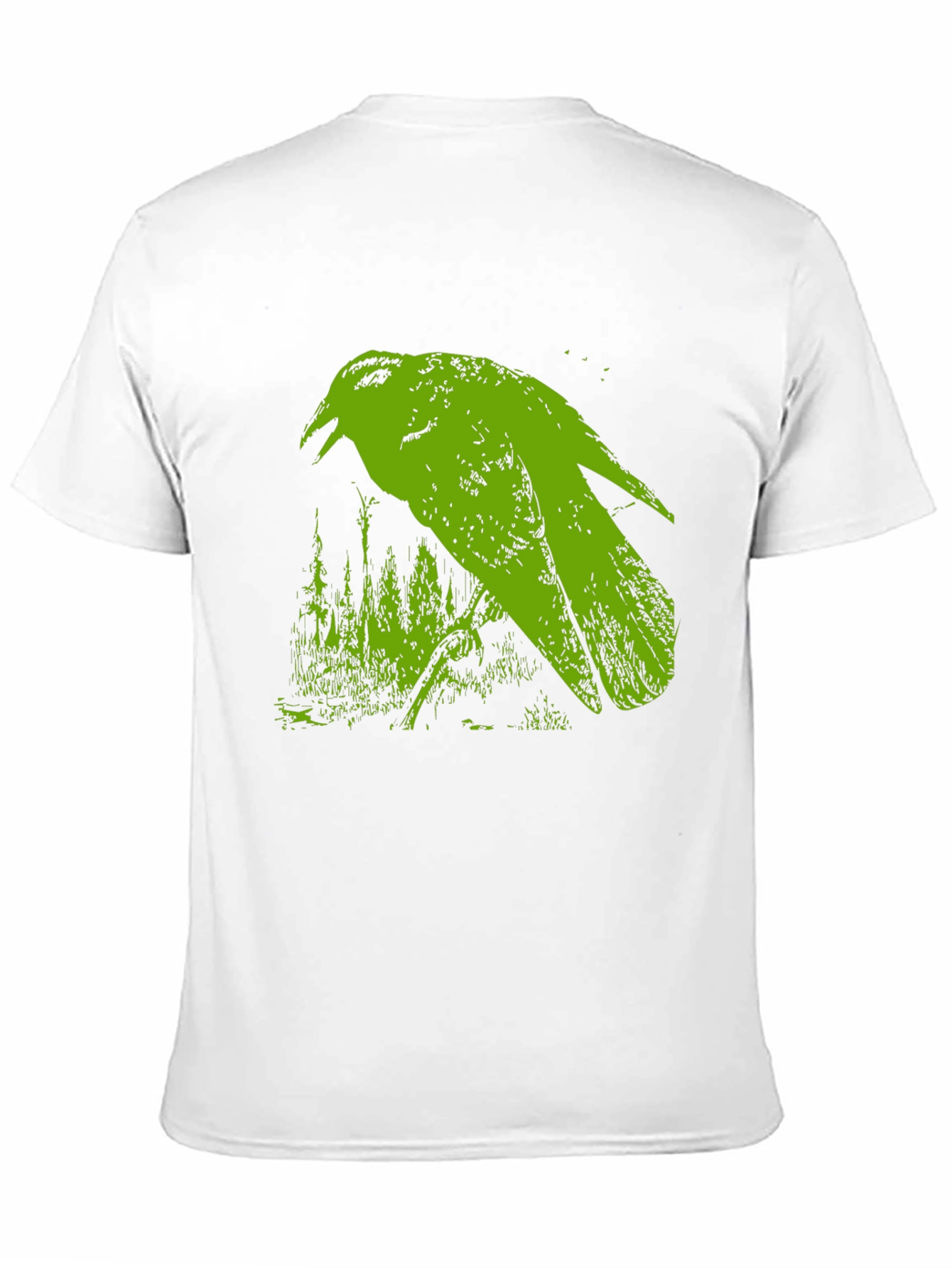 Green Crow Graphic Black T-Shirt