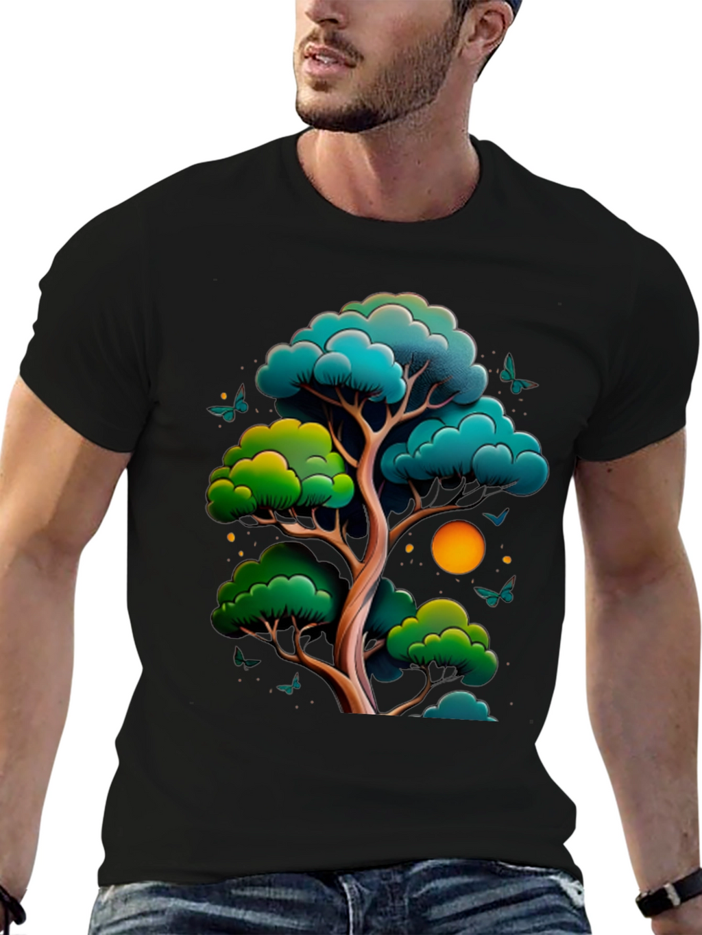 Zen Tree Graphic Tee - Nature Inspired Black T-Shirt