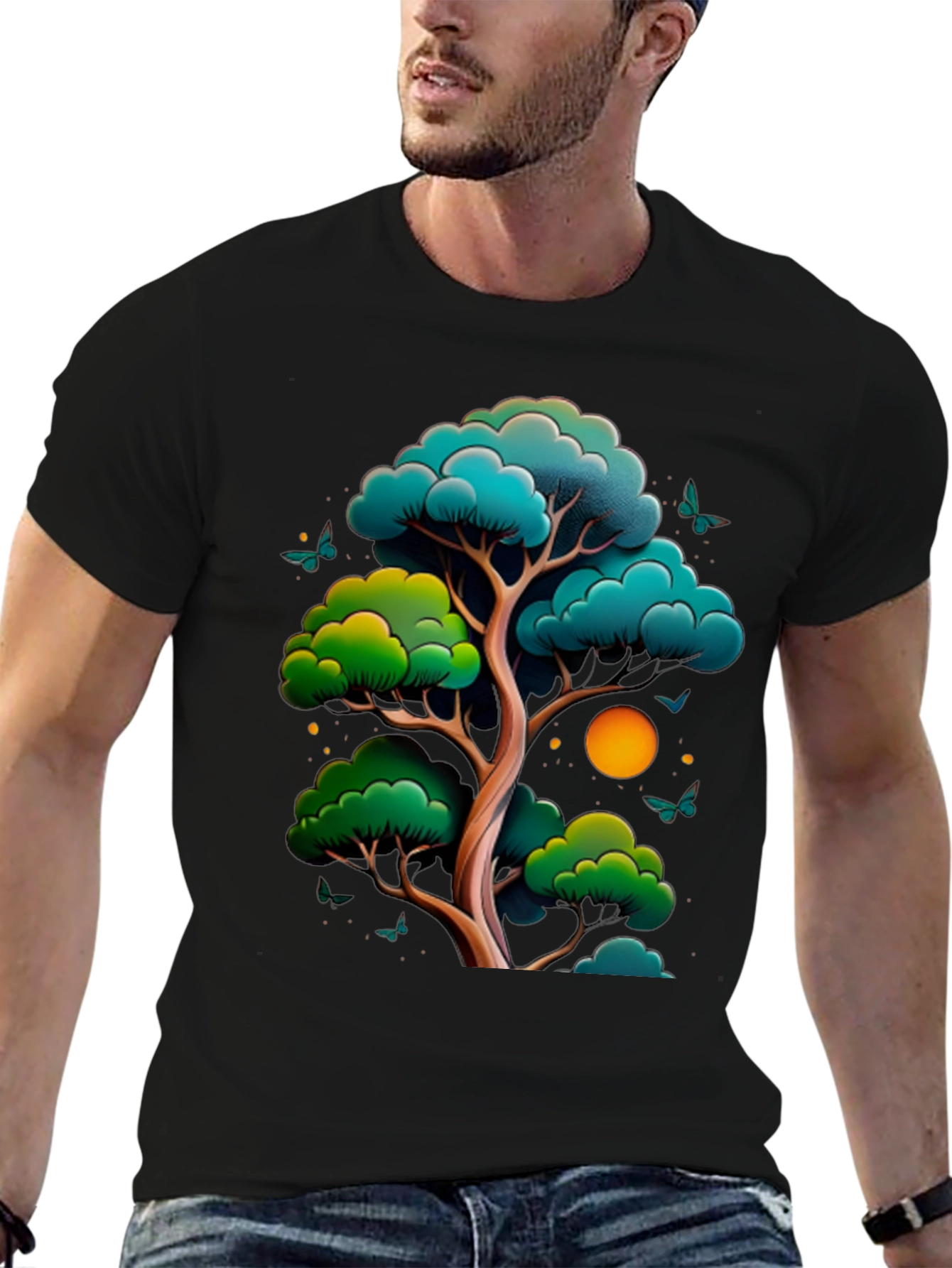 Zen Tree Graphic Tee - Nature Inspired Black T-Shirt