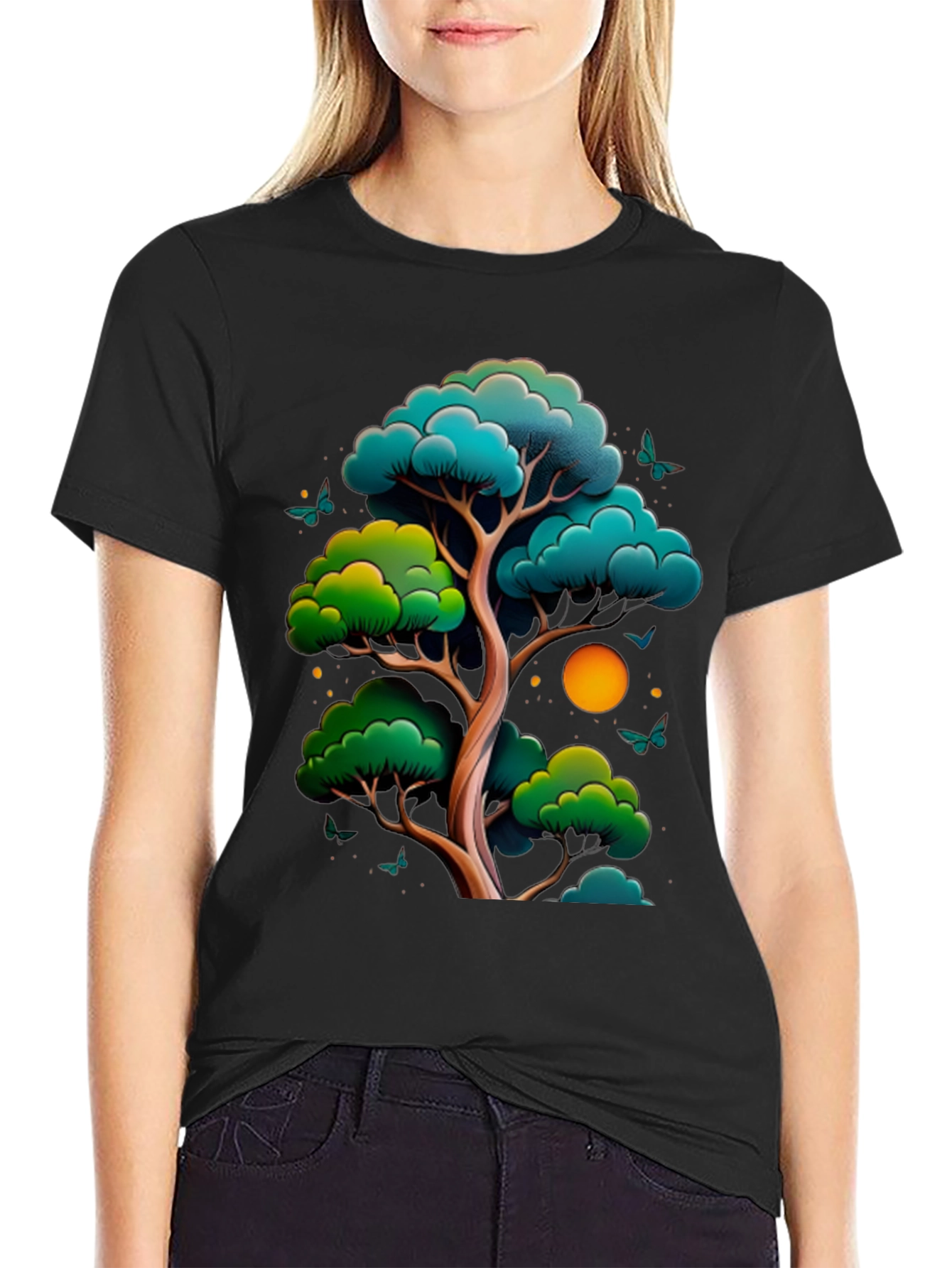 Zen Tree Graphic Tee - Nature Inspired Black T-Shirt
