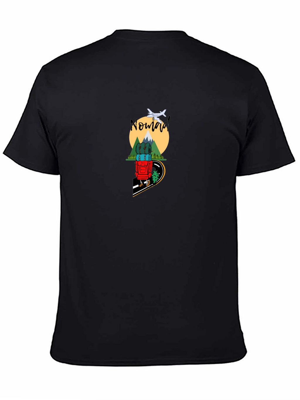 Nomad Adventure Graphic Tee - Black Cotton T-Shirt