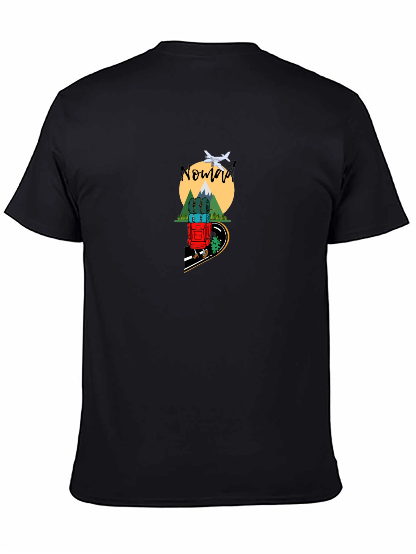 Nomad Adventure Graphic Tee - Black Cotton T-Shirt