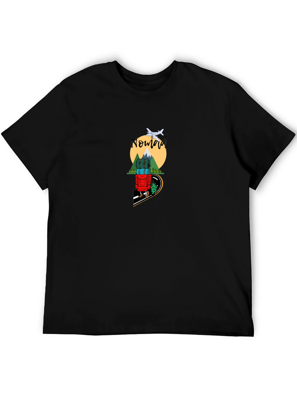 Nomad Adventure Graphic Tee - Black Cotton T-Shirt