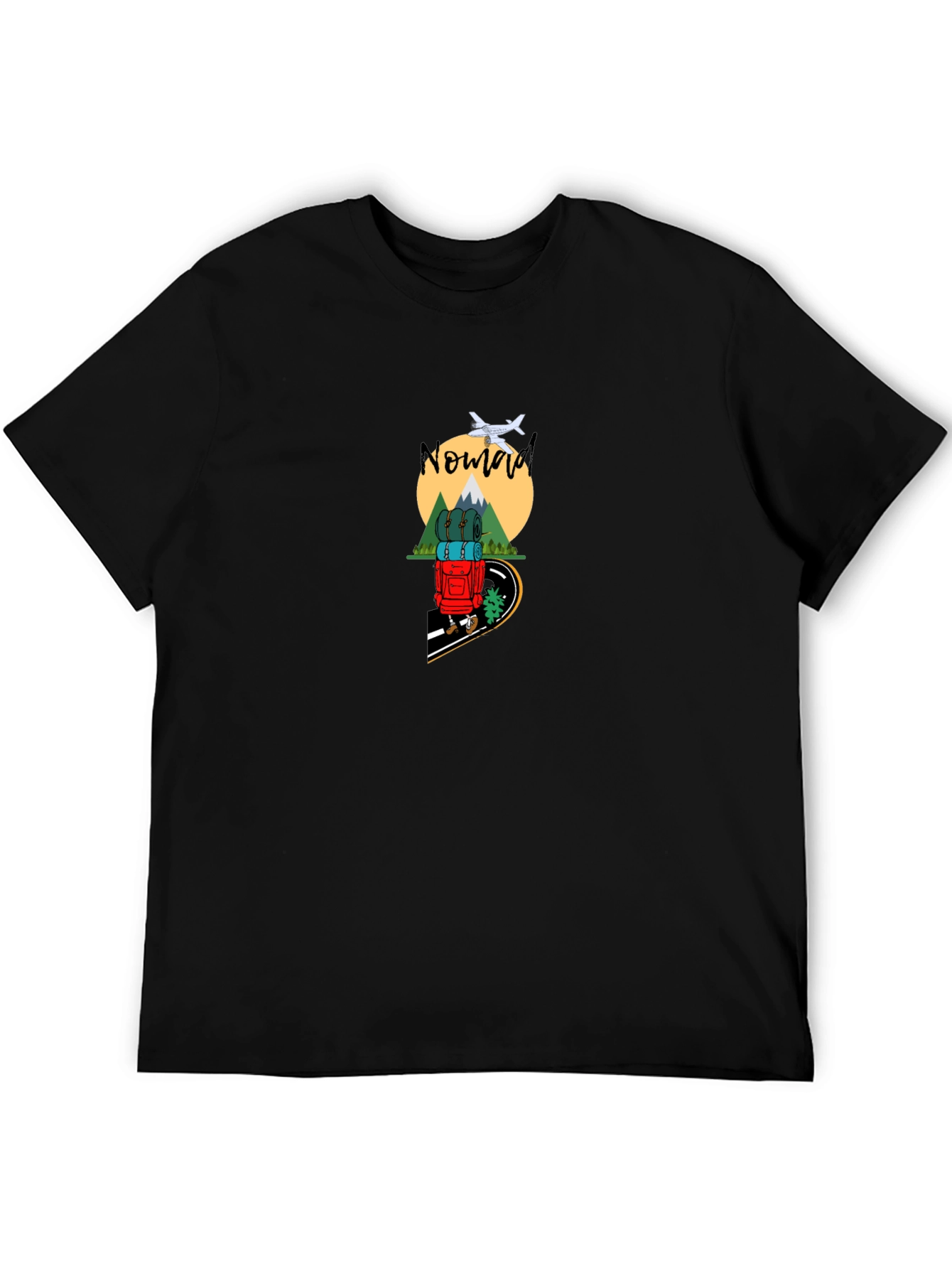 Nomad Adventure Graphic Tee - Black Cotton T-Shirt