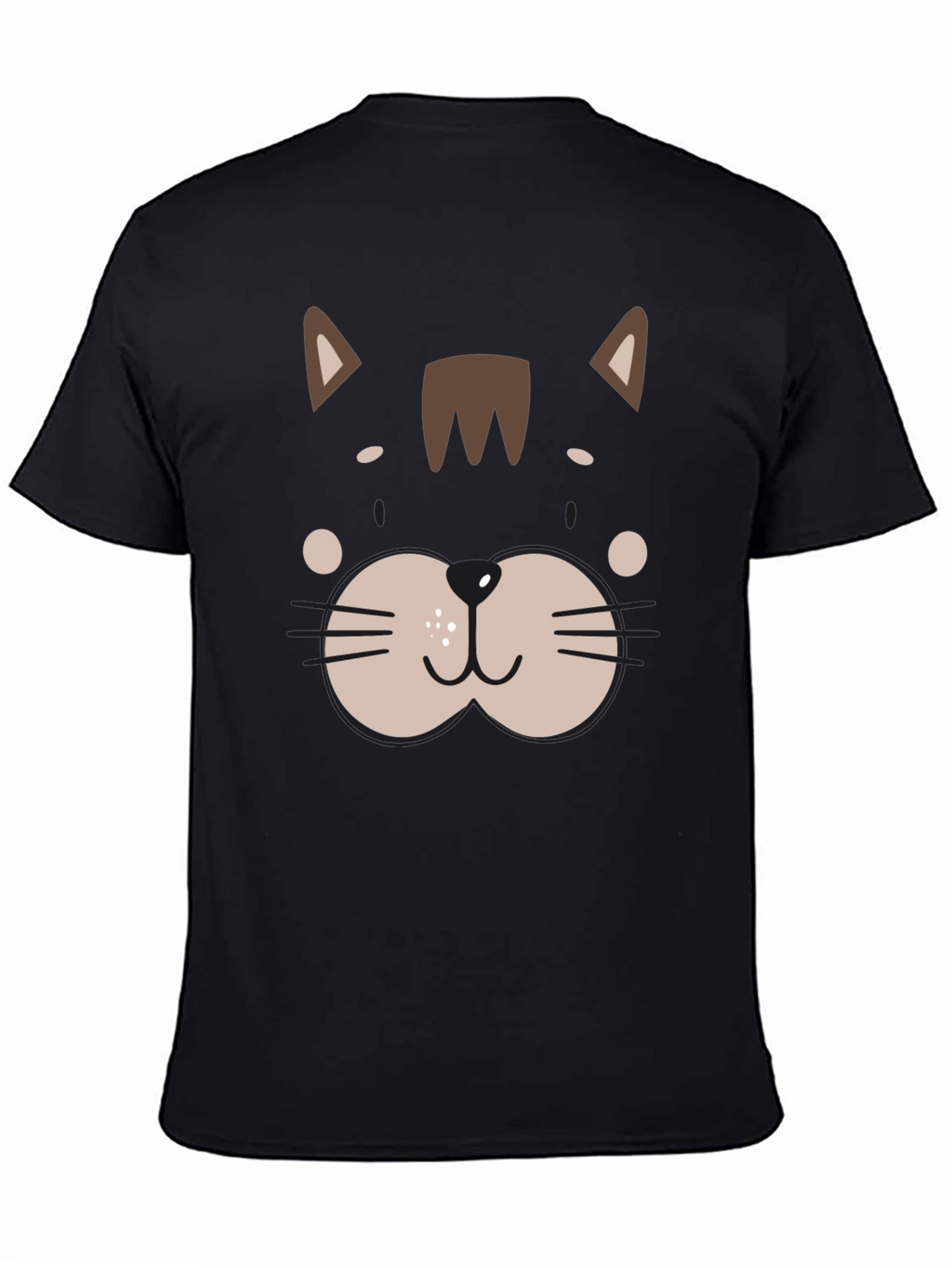 Cute Cat Face Graphic Black T-Shirt