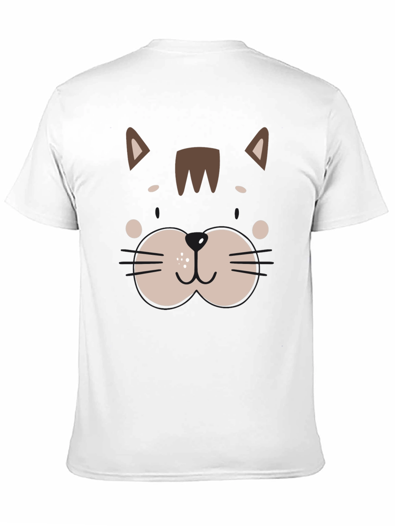 Cute Cat Face Graphic Black T-Shirt