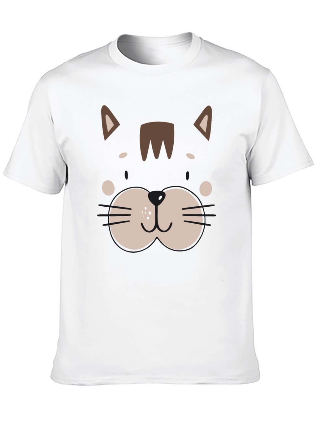 Cute Cat Face Graphic Black T-Shirt