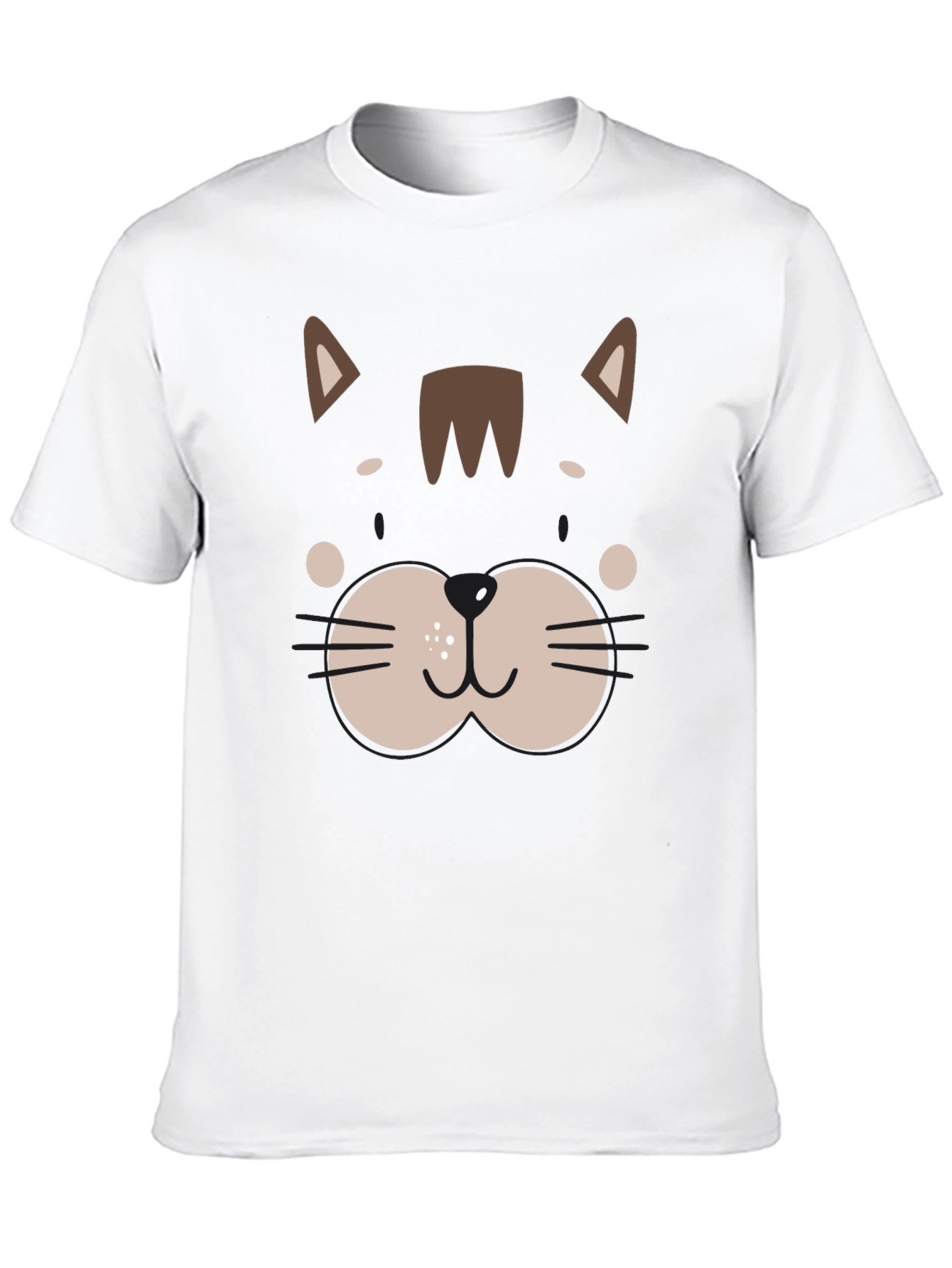 Cute Cat Face Graphic Black T-Shirt