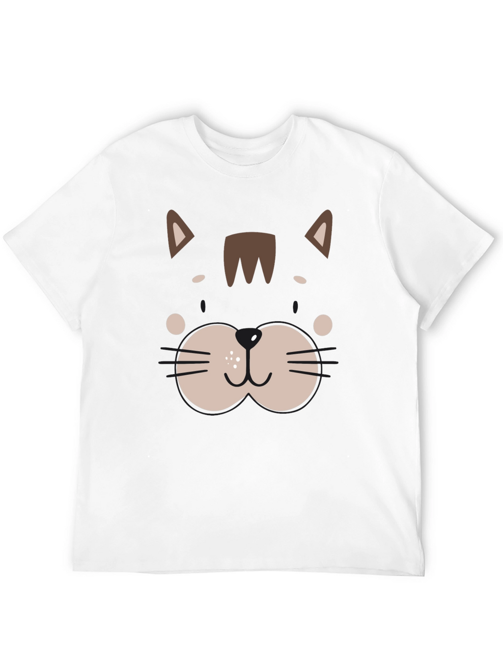 Cute Cat Face Graphic Black T-Shirt