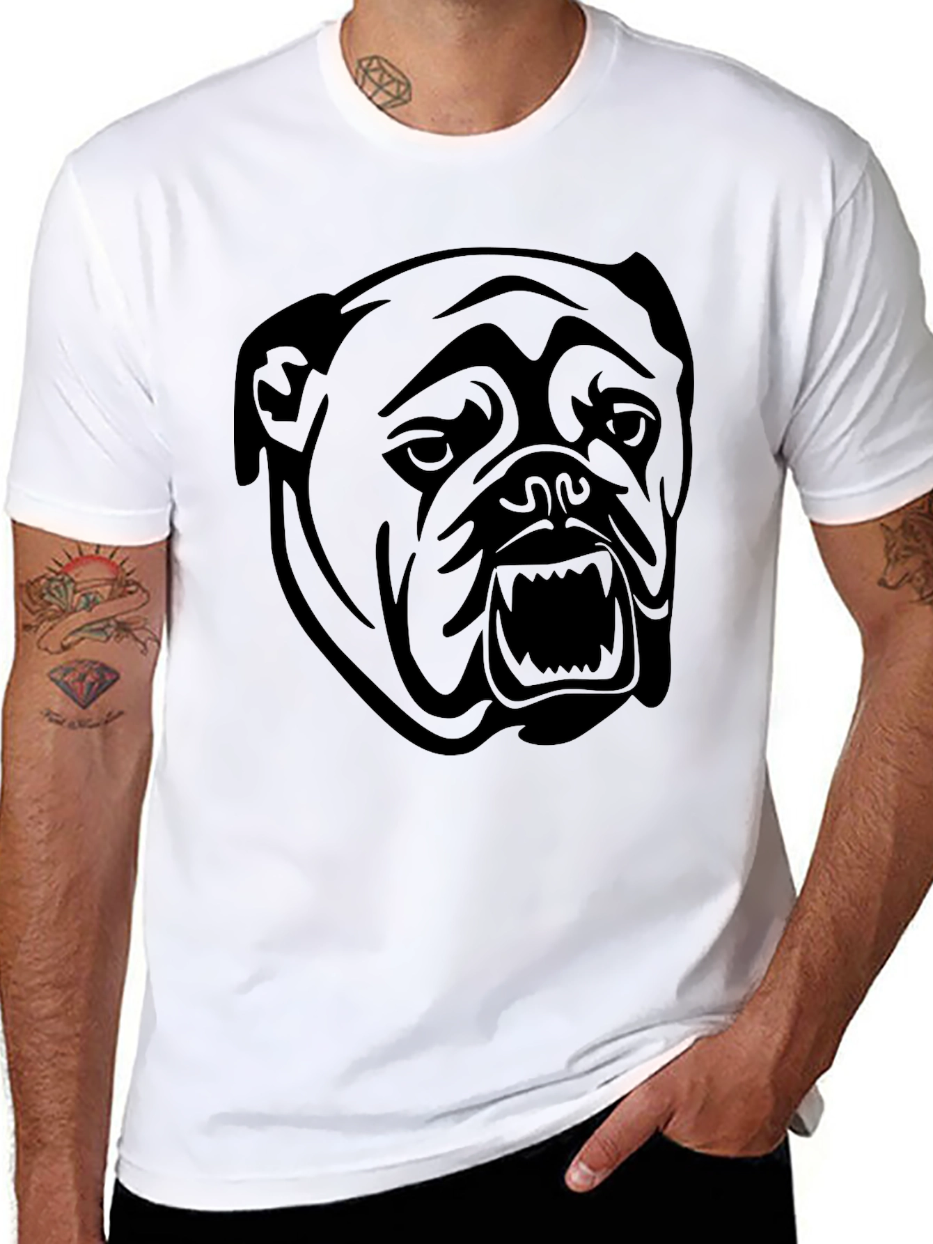 Black Bulldog Graphic Tee - Mens Casual Shirt