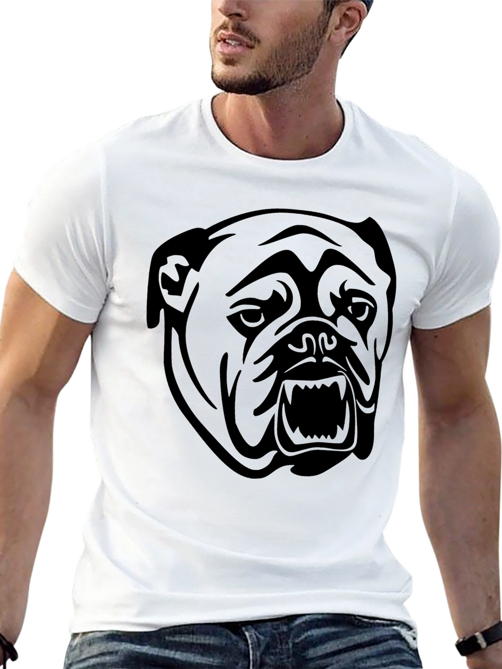 Black Bulldog Graphic Tee - Mens Casual Shirt
