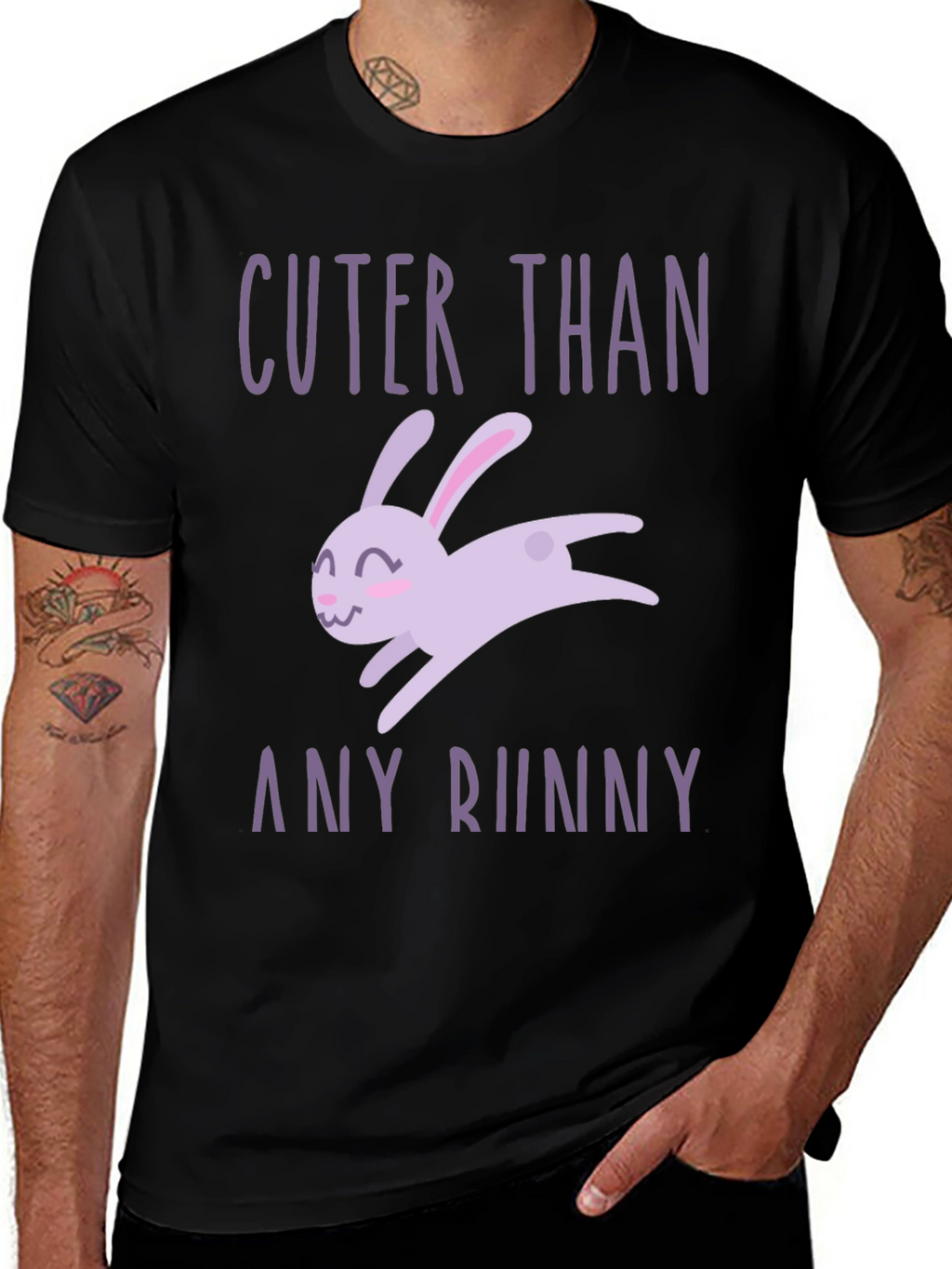 Cuter Than Any Bunny Black Graphic T-Shirt